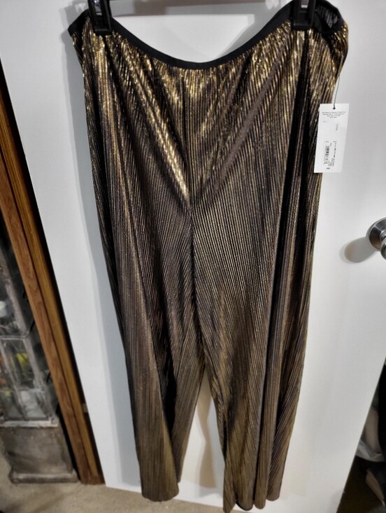 BOLD elements Pants - NEW BOLD ELEMENTS METALLIC GOLD AND BLACK PULL ON PANTS SZ XL